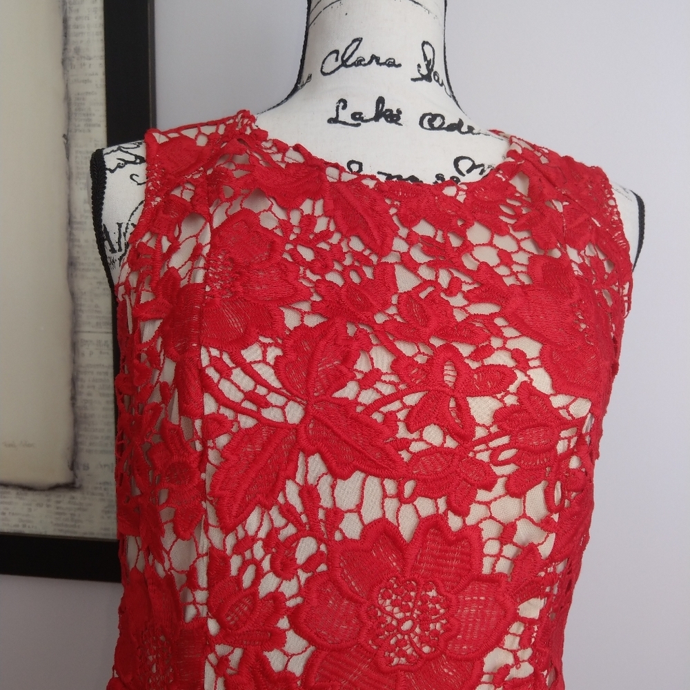 New York & Company Red lace dress, Size 6 - Picture 4 of 8